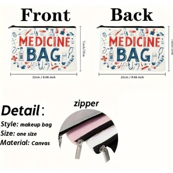 Canvas Medicine Bag, First Aid, Travel - Picture 2 of 3